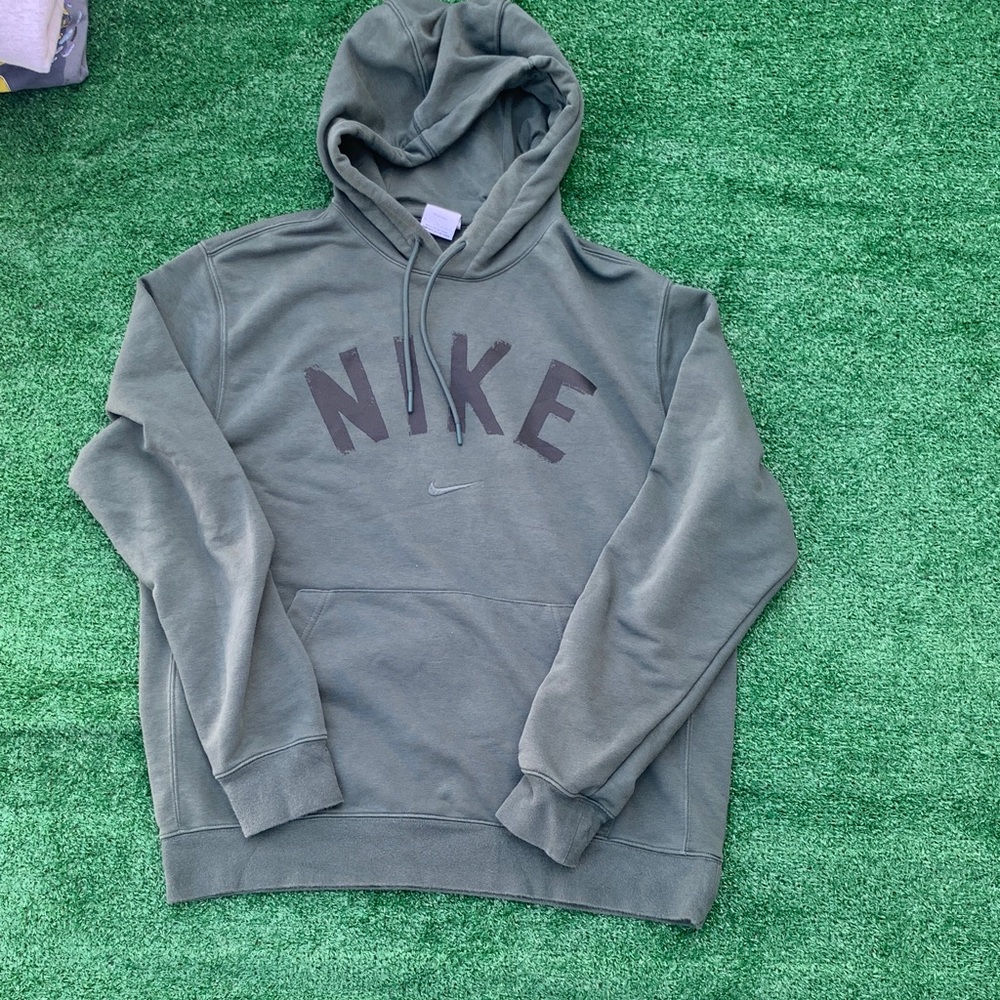 Nike Men's Dark Olive Green Crewneck Hoodie
